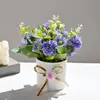 Crisantemo de Bola Combinación Bonsái Pequeño Flor Artificial Decoración del Hogar Adornos de Escritorio de Interior Accesorios para Fotografía Planta Verde Artificial Plantas en Maceta