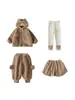Conjunto de Peluche de Oso para Niñas Wulibu Cálido Otoño e Invierno 2026 Nuevo Lindo Conjunto de Chaqueta y Pantalones para Niños Moderno