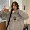 Outono e Inverno 2026 Novo Estilo Coreano Estampa de Letras Estilo Bf Solto Fino Manga Longa Moletom Feminino Gola Redonda Pulôver Top Tendência