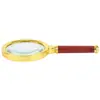 Lupa Portátil de Alta Gama Exquisita con Mango de Caoba Imitación Chapado en Oro, Regalo para Personas Mayores para Leer Libros