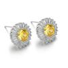 Pendientes de margarita de cobre incrustado con circonita Qingxing moda coreana joyería de simulación pendientes versátiles chapados en platino clip para la oreja