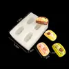 Mini Juguete de Comida Brocheta Pequeña de Fresa Maíz Brocheta de Fruta Hamburguesa Fondant Arcilla Pegamento Pinza Molde de Silicona