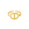 Anillo de apertura europeo y americano de acero de titanio con tallado hueco de flores, se puede ajustar el tamaño, chapado en oro de 18 quilates, joyería exquisita de moda.