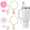 (2+2) Cubierta de Popote de Flor para Accesorios de Taza Stanley 10 mm Silicona Reutilizable