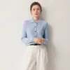 Nuevo cárdigan de punto de un solo botón 100% cachemira con cuello polo para otoño e invierno para mujer, suéter abrigo versátil de punto trenzado de manga larga