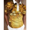 Polo 3D de verano para hombre, con cremallera y solapa, manga corta, informal, con estampado digital, para hombre