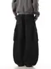 Jeans Scimitar Lavados en Negro con Bolsillos Grandes para Hombres y Mujeres, Temporada de Primavera y Otoño, Diseño de Retazos, Pantalones Casuales Sueltos, Modernos