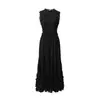 Moda Femenina Verano 2026 Cuello Redondo Sin Mangas Profusamente Adornado Cintura Fruncida con Volantes Vestido de Noche Elegante