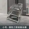 Carrito de Comedor Comercial KTV de Hotel de Tres Niveles de Acero Inoxidable y Vidrio Carrito para Bebidas Carrito de Entrega de Comida para Salones Privados de Restaurante Carrito de Mano para Pasteles