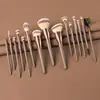 Nuevo Producto 2025 Set de 15 Brochas de Maquillaje Grandes Marrones + Bolsa para Brochas de Maquillaje Venta Directa de Fábrica F Envío Transfronterizo