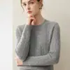 Suéter de cashmere 100% puro espessado para mulheres, gola redonda, trança, manga longa, pulôver, malha macia e aconchegante para outono e inverno, adequado para o trabalho