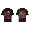 Saint Vintage Streetwear Americano Suelto Camiseta de Manga Corta Vintage Estampada para Hombre Letras Cara Grande Creativa