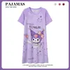Camisola Infantil de Manga Curta Imitação de Algodão Desenho Animado Pijama Infantil Respirável Verão Crianças de Tamanho Médio e Grande Roupas de Casa Mãe-Filha Pijama Pai-Filho