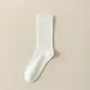 Calcetines finos de verano para mujer, estilo coreano, sin costuras, color liso, transpirables, holgados, versátiles, calcetines de punto para mediados de pantorrilla, textura suave, verano para mujer