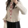 Estilo Dulce Francés Lazo Desmontable Otoño e Invierno 2025 Suéter Chaqueta Elegante Versátil Estilo Universitario Tejido