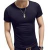 Camiseta Masculina de Verão Cor Sólida Manga Curta Gola V Masculina Venda por Atacado de Comércio Exterior