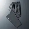 Pantalones Casuales de Seda de Hielo para Hombre Verano Holgados Talla Grande Transpirables Aire Acondicionado Pantalones Rectos Estilo Coreano Modernos Pantalones de Pierna