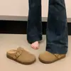 Zapatos Birkenstock Peludos de Suela Gruesa para Mujer, Calientes para Otoño/Invierno, Medias Pantuflas de Punta Cerrada para Uso en Exteriores, Nuevo Estilo 2026, Sin Cordones, Pantuflas de Algodón con Forro de Felpa
