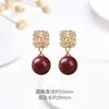 Aretes de Cinabrio para Mujer, Aretes Wangcai Xuanxue, Nuevo Estilo Caliente de Gama Alta, Nuevos Aretes Rojos Chinoserie, Accesorios de Otoño e Invierno