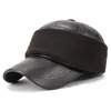 Boné de Beisebol com Proteção Facial e Auricular para Homens de Meia-Idade e Idosos Outono e Inverno Selagem Completa em PU à Prova de Frio e Quente para Exterior Boné de Pato Transfronteiriço