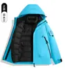 Forro de plumón de algodón Chaqueta Exterior Tres en Uno Ropa de Abrigo para Mujer Traje de Montañismo para Hombre Cortavientos Impermeable con Capucha 26 Nuevo Estilo