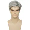Pelucas Europeas y Americanas para Hombre de Venta Caliente Transfronteriza, Pelucas de Fibra Sintética de Pelo Corto Negro con Raya Lateral Esponjoso, Fibra de Alta Temperatura, En Stock de Fábrica