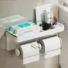 Caja de Pañuelos de Baño Montada en la Pared Soporte para Papel Higiénico de Baño Sin Perforaciones Impermeable Caja para Papel Higiénico Soporte para Rollo de Papel Higiénico