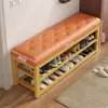 Banco para trocar de sapatos para a entrada, sapateira simples de armazenamento multicamadas, arte em ferro com estofamento macio, banco de sapatos multifuncional, metal, outros materiais