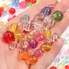 Kit de Materiales para Abalorios de Pulsera de Colores Brillantes DIY, Cuentas Redondas Transparentes de Cristal Acrílico con Agujero Recto