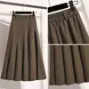 Foto Real Preço Real Saia Midi Social Feminina Plus Size Saia Plissada Cintura Alta Modeladora Saia A-line Cobre o Quadril Saia Longa