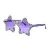 Gafas de Sol Sin Marco de Estrella de Cinco Puntas Incrustadas de Diamantes Transfronterizas Estilo Europeo y Americano Exageradas de Colores Caramelo Gafas para Fiesta y Baile