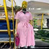 Roupas Femininas Europeias e Americanas 2025 Novo Outono Doce e Fresco Listrado Camisa Colarinho Abotoamento Simples Manga Curta Renda Cintura Vestido