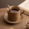 Taza de Café Retro Mimosa Cerámica Medieval Taza de Alto Valor Taza Juego de Té de la Tarde Juego de Taza y Platillo con Cuchara