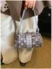 Bolsa transversal de poá de luxo para mulheres, nova moda 2026 bolsa de ombro para trabalho, bolsa de mão quadrada pequena