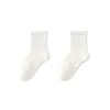 Meias esportivas de cano médio, camada dupla, para estudantes, meias de malha esportiva, meias sem costura Classe A, meias infantis de algodão penteado respirável, cor sólida