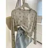 Camiseta floral de manga larga relajada y casual para mujer, otoño e invierno, corte holgado, adelgazante, casual, top protector solar