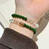 Año de la Serpiente ~ Diseño Original Pulsera de Serpiente de Cristal Blanco para Mujer Sencilla Pulsera Zodiacal de Serpiente de Calcedonia