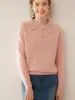Suéter de cachemira con cuello polo para mujer, engrosado para invierno, con hombros raglán, corte holgado casual, jersey de punto, capa base, prenda exterior