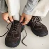 Zapatos Derby de Cuña Gruesa Estilo Retro de Caña Alta para Hombre, Nuevos para Otoño/Invierno, Estilo Británico, Moda Tendencia, para Viajar, Casual, Zapatos de Piel