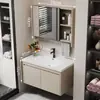 Nuevo Práctico Espacio Panal de Abeja Aluminio Gabinete de Baño Cerámica Integrado Lavabo Encimera de Lavabo Baño Apartamento Pequeño