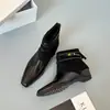 Botines Cuadrados Retro Franceses para Mujer 2026 Otoño/Invierno Nuevo Estilo Botas Martin de Temperamento Botas para Pantalón con Plataforma Oculta Botas Adelgazantes