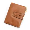 Nueva Cartera de Piel Aceitada y Encerada de Primera Capa para Hombre de Comercio Exterior, Gran Capacidad para Efectivo, Cartera Corta Multifuncional de Piel Genuina Vintage