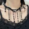 Collar gótico de borlas de cristal oscuro multicapa enrollado Dulce Cool Spice Lujo ligero Alta gama Moda Cadena para clavícula Trendy