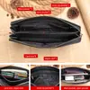 Bolso de Mano de Cuero Suave para Hombre Bolso para Teléfono Móvil de Cuero Genuino Bolso de Piel de Oveja de Gran Capacidad Bolso de Muñeca de Negocios para Hombre Moderno