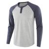 2022 Nova Camiseta Masculina de manga comprida da Amazon Comércio Exterior Masculina de Grande Tamanho Combinando Cores Casual Europeia e Americana Casual Loose Henry