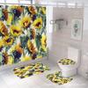 Producto Caliente Transfronterizo de Amazon = Girasol = Serie Impresión Digital Poliéster Impermeable y Resistente al Moho Cortina de Ducha Juego de Cuatro Piezas Fabricante