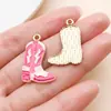 20 Estilos de Pingentes de Liga Esmaltada Rosa/Marrom Desenho Animado Chapéu de Cowboy Ocidental, Bolsa de Dinheiro, Cabeça de Vaca, Botas Acessórios para Joias DIY