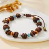 Pulsera de Granos de Café Natural para Niñas en Verano, Cuentas de Diseño Nicho Queso Sal Marina, Regalo Versátil para Mejores Amigas, Pulsera de Grava