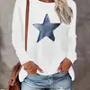 Sudadera Casual de Moda Holgada para Mujer de Primavera y Otoño con Estampado de Pentagrama y Borlas, Cuello Redondo