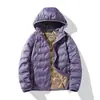 Chaqueta de plumón ligera de grafeno para hombre y mujer, abrigo con capucha casual cálido a prueba de viento para otoño e invierno, estampado personalizado
